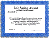 Life Saving Award Certificate